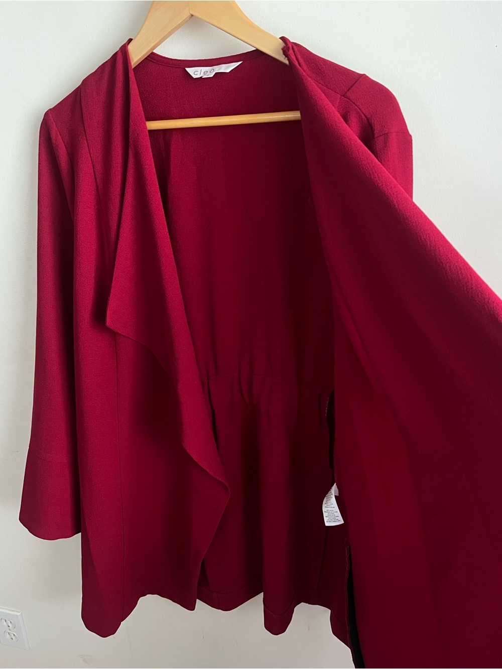 Cleo Women's Draped Open-Front Red Jacket Large - Picture 6 of 7